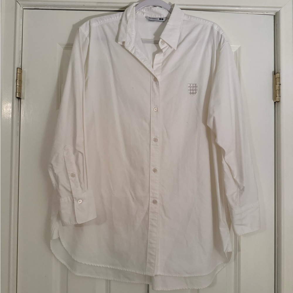 JW Anderson collection. Unisex White cotton Button-Down Shirt
